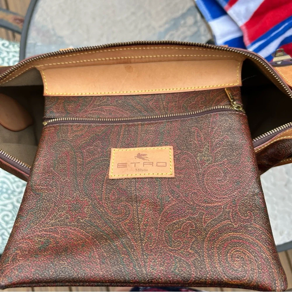 Vintage (1993) Etro Weekender Boston Travel Bag EUC Classic Paisley Key Inc.